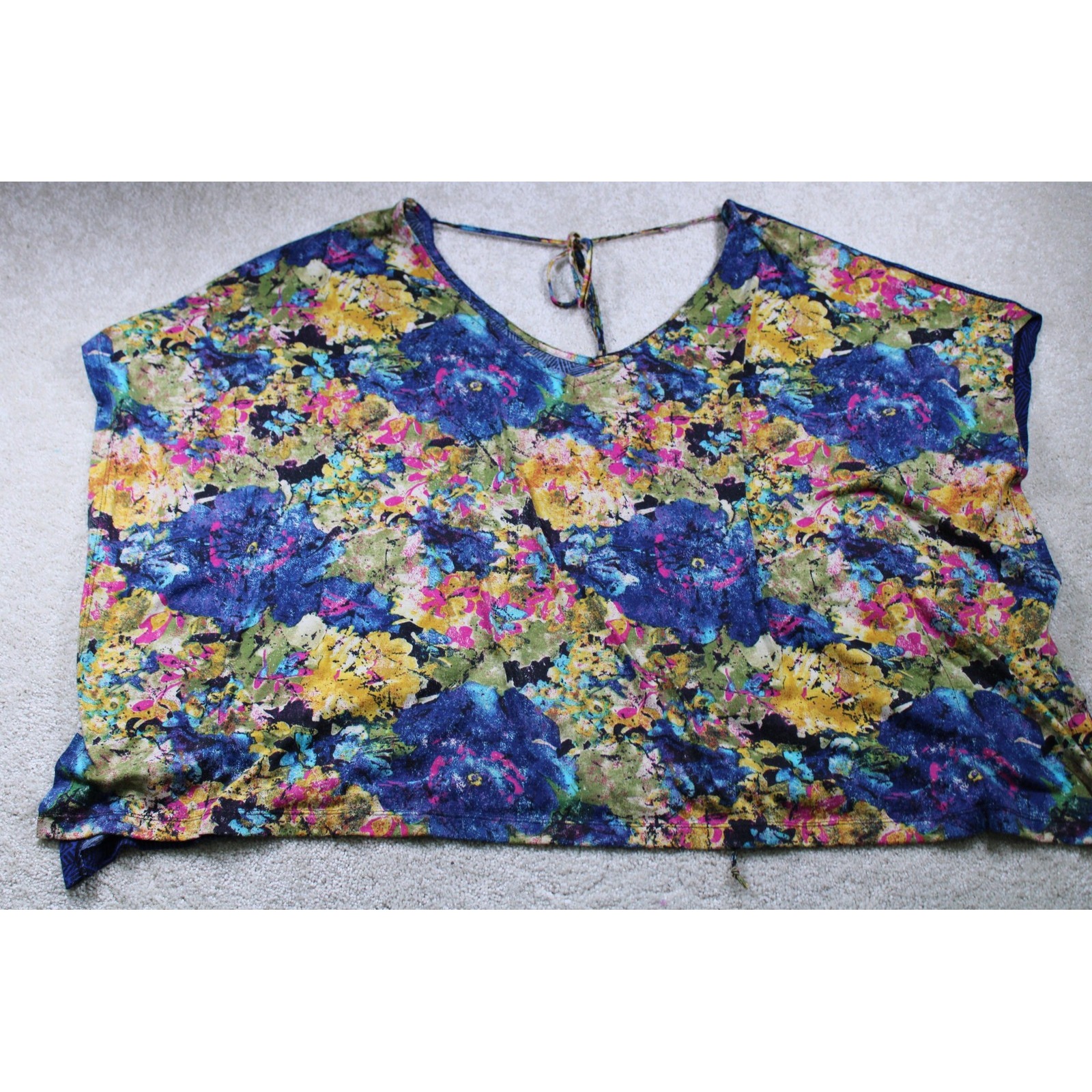 Torrid Blouse Womens Large Reversible Floral Geometric Lightweight Top